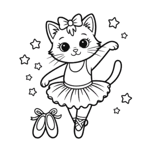 Kleurplaat Ballerina Kat