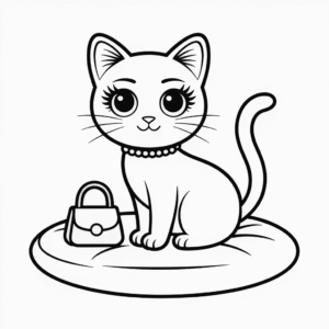 Kleurplaat Barbie Kat