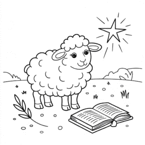Kleurplaat Bijbel en Schapen