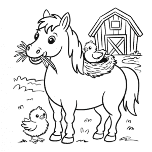 Kleurplaat Boerderijpaard