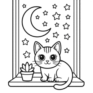 Kleurplaat Esthetische Kat