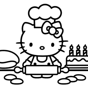 Kleurplaat Hello Kitty Bakken