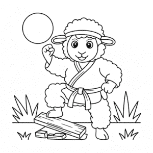 Kleurplaat Karate Schaap