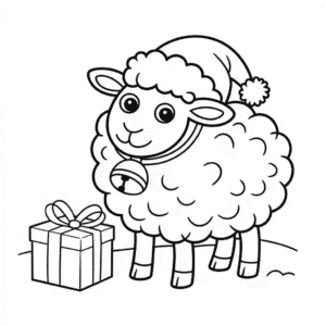 Kleurplaat Kerst Schaap