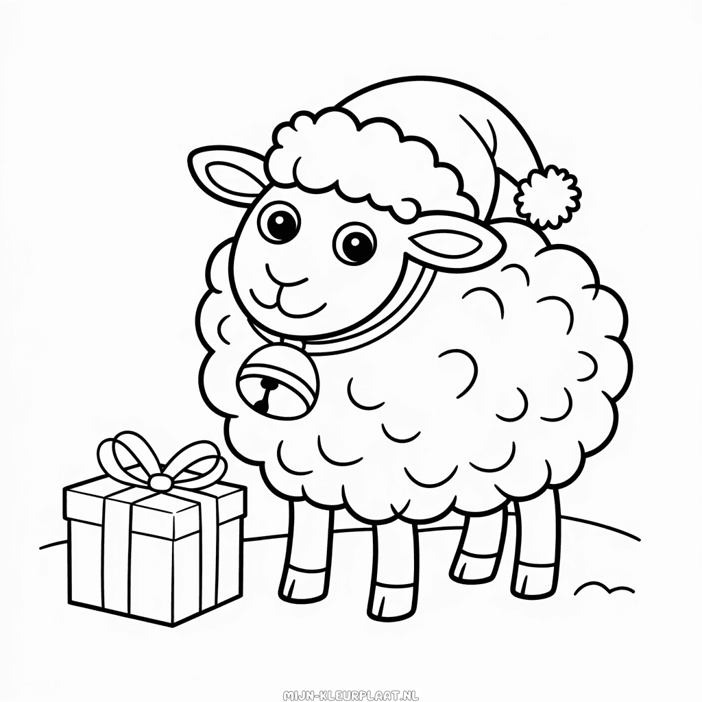 Kleurplaat Kerst Schaap
