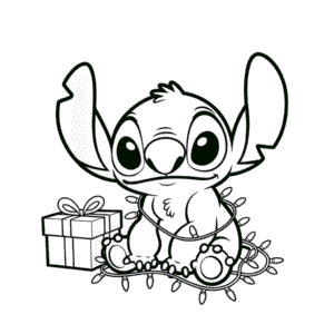 Kleurplaat Kerstmis Stitch