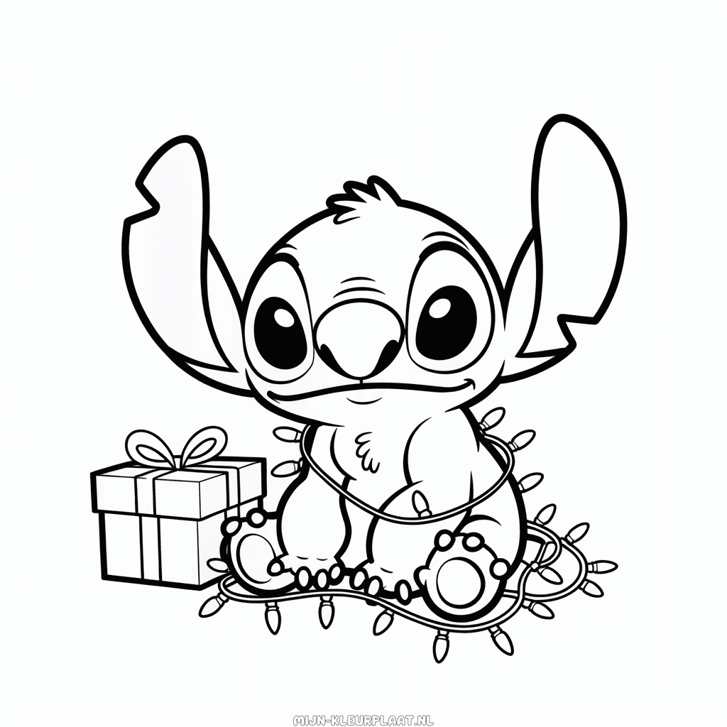Kleurplaat Kerstmis Stitch