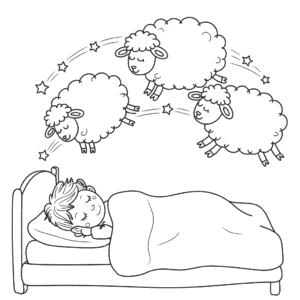 Kleurplaat Kind Telt Schapen