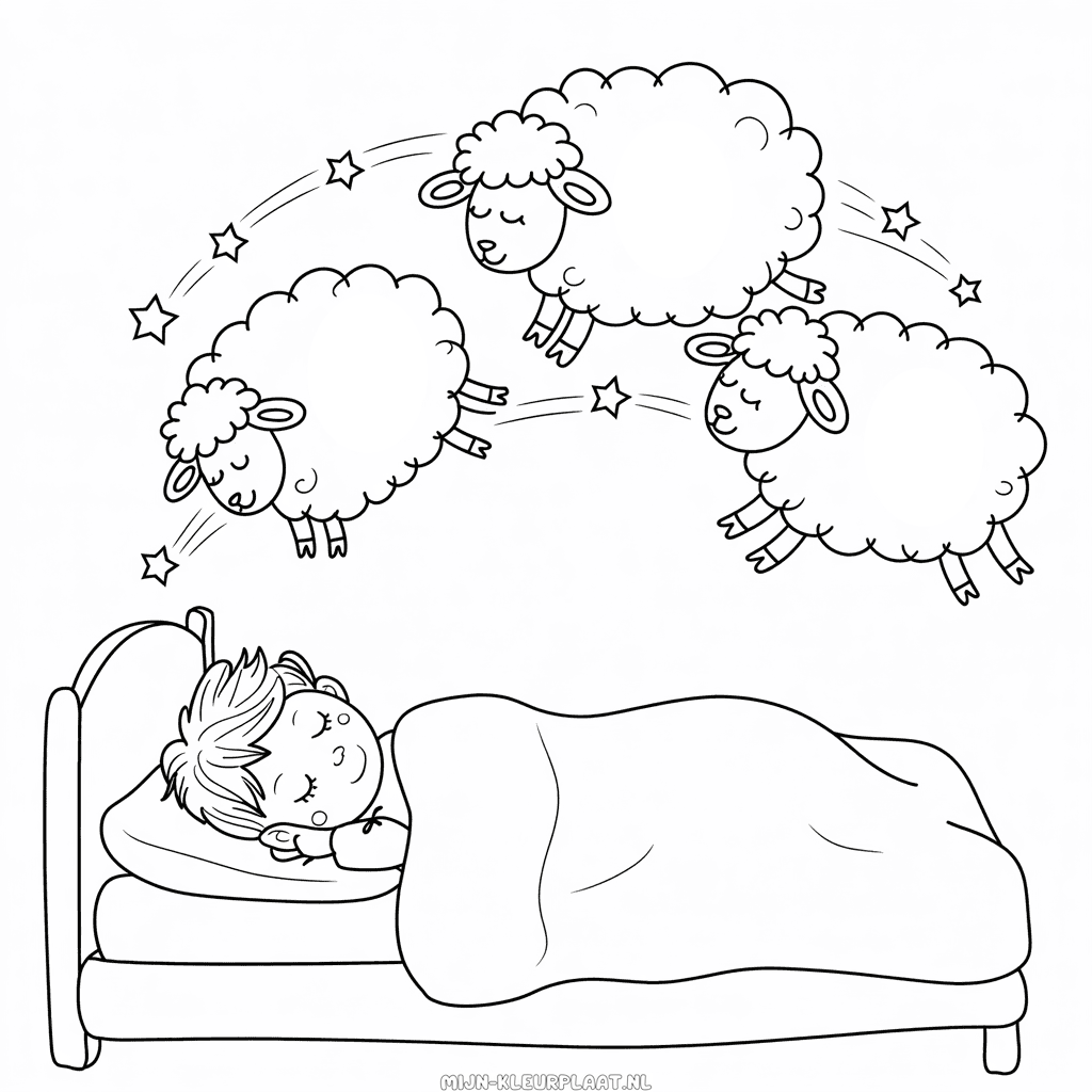 Kleurplaat Kind Telt Schapen