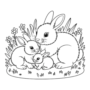 Kleurplaat Konijnenfamilie