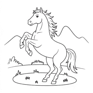 Kleurplaat Paard op zijn Achterpoten