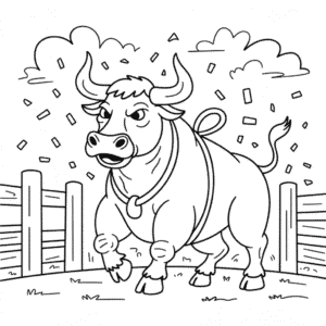 Kleurplaat Rodeo Stier