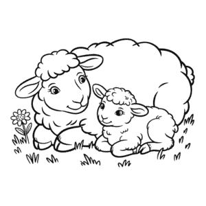 Kleurplaat Schaap en Lam