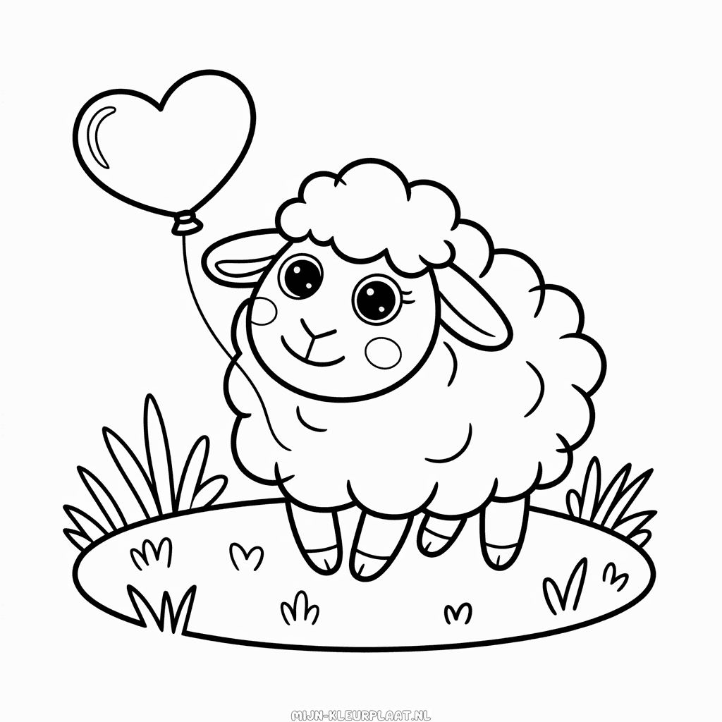 Kleurplaat Schattig Schaap
