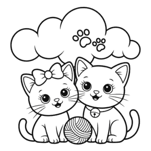Kleurplaat Twee Katten