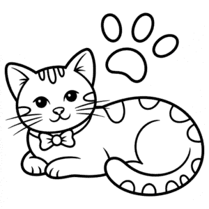 Kleurplaat Zwart en Witte Kat