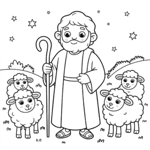 Kleurplaat Abraham en Schapen