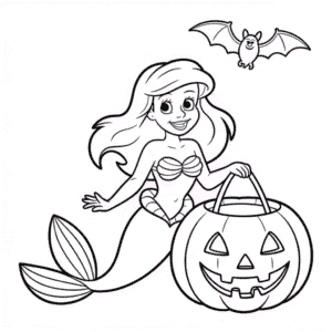 Kleurplaat Ariel Halloween