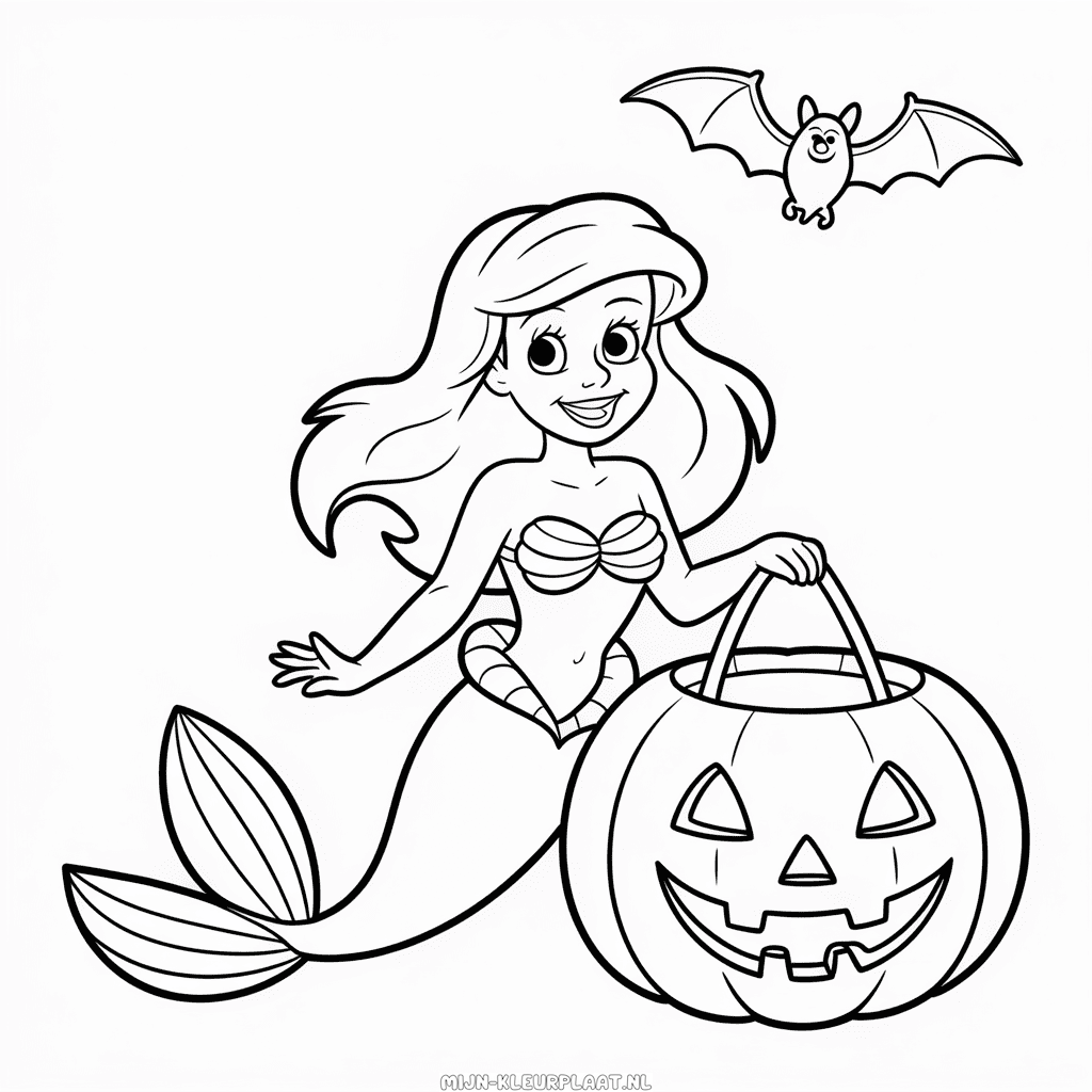 Kleurplaat Ariel Halloween