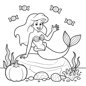 Kleurplaat Ariel Halloween
