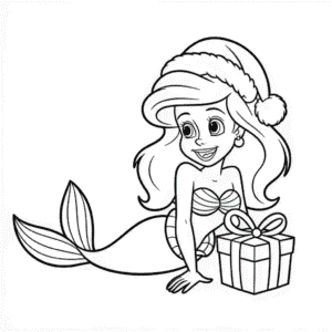 Kleurplaat Ariel Kerstmis