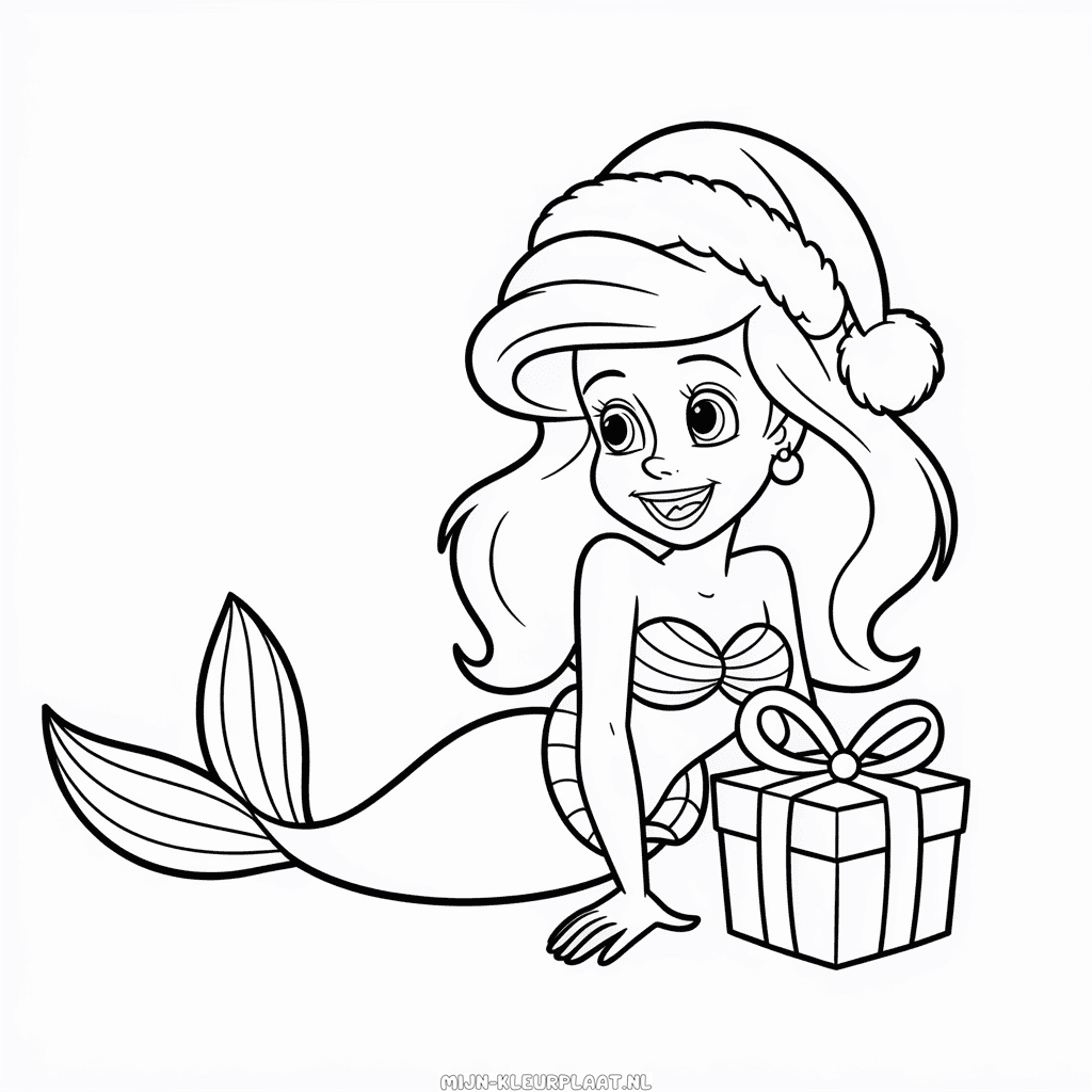 Kleurplaat Ariel Kerstmis