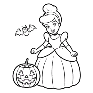 Kleurplaat Assepoester Halloween