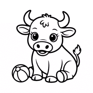 Kleurplaat Baby Stier