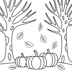 Kleurplaat Bos in Herfst