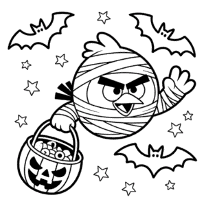 Kleurplaat Boze Vogel Halloween