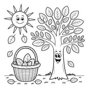 Kleurplaat Cartoon Herfst