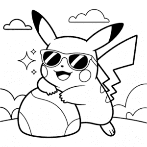 Kleurplaat Coole Pikachu