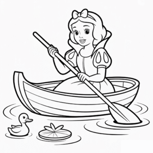Kleurplaat Disney Sneeuwwitje in Boot