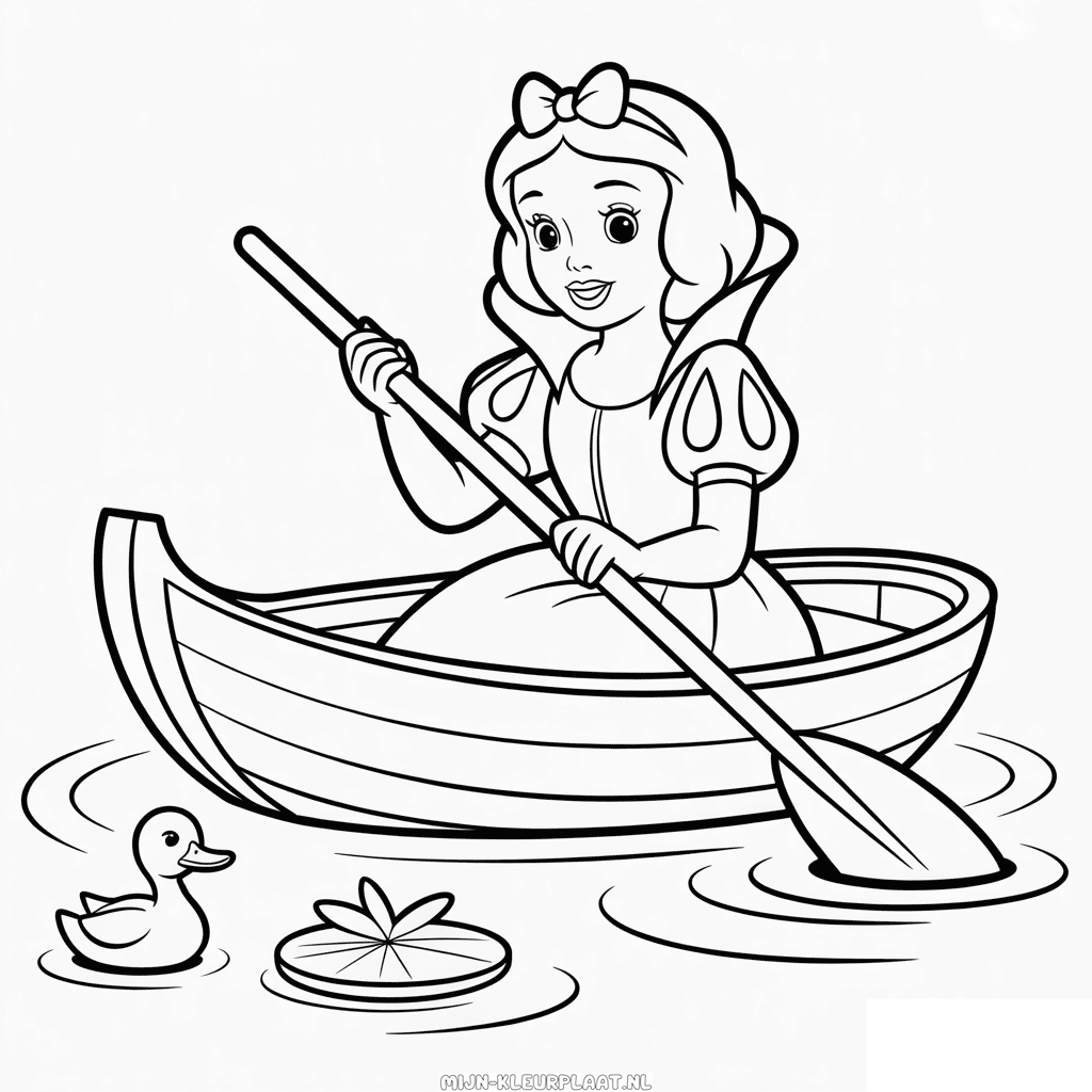 Kleurplaat Disney Sneeuwwitje in Boot