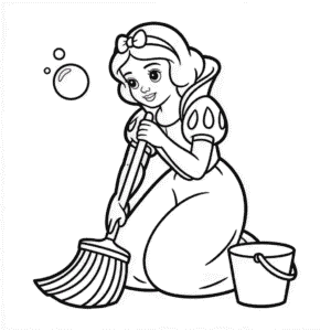 Kleurplaat Disney Sneeuwwitje Schoonmaken