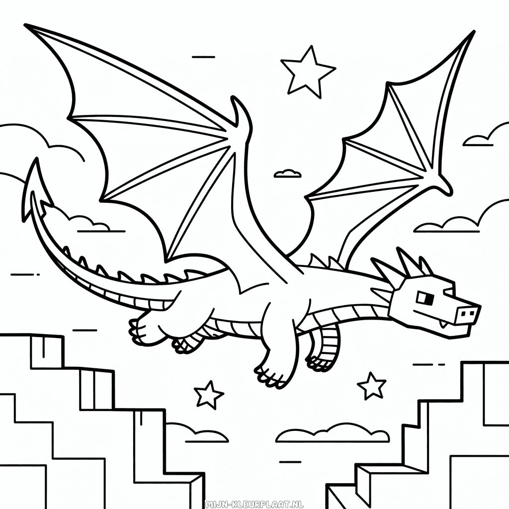 Kleurplaat Draken Minecraft