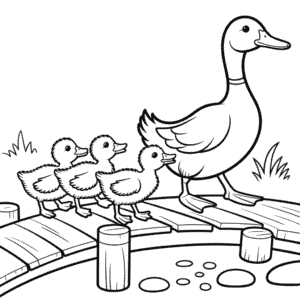Kleurplaat Eend en Eendjes