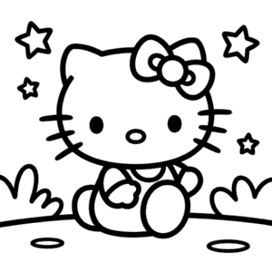 Kleurplaat Eenvoudige Hello Kitty