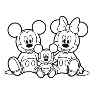 Kleurplaat Familie van Mickey Mouse