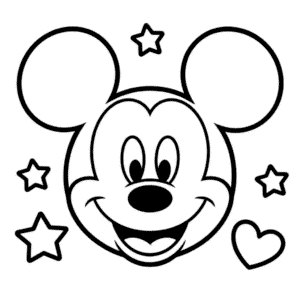 Kleurplaat Gezicht Mickey Mouse