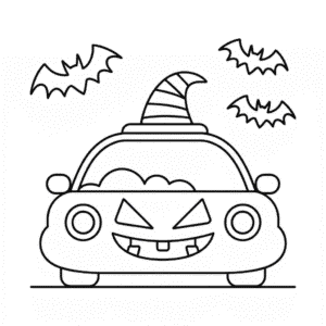 Kleurplaat Halloween Auto