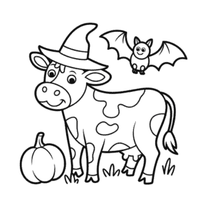 Kleurplaat Halloween Koe