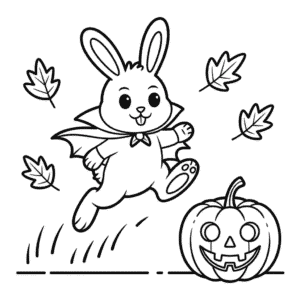 Kleurplaat Halloween Konijn