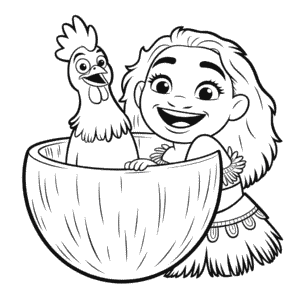 Kleurplaat Hei Hei en Vaiana