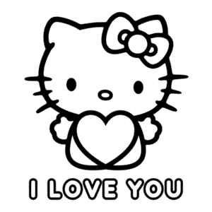 Kleurplaat Hello Kitty Ik Hou van Jou