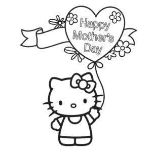 Kleurplaat Hello Kitty Vrolijke Moederdag
