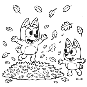 Kleurplaat Herfst Bluey