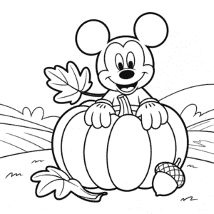 Kleurplaat Herfst Mickey