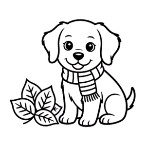 Kleurplaat Honden Herfst