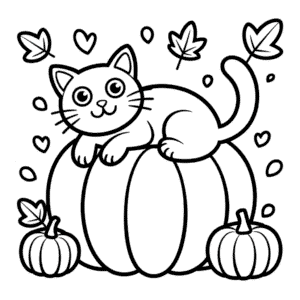 Kleurplaat Katten Herfst